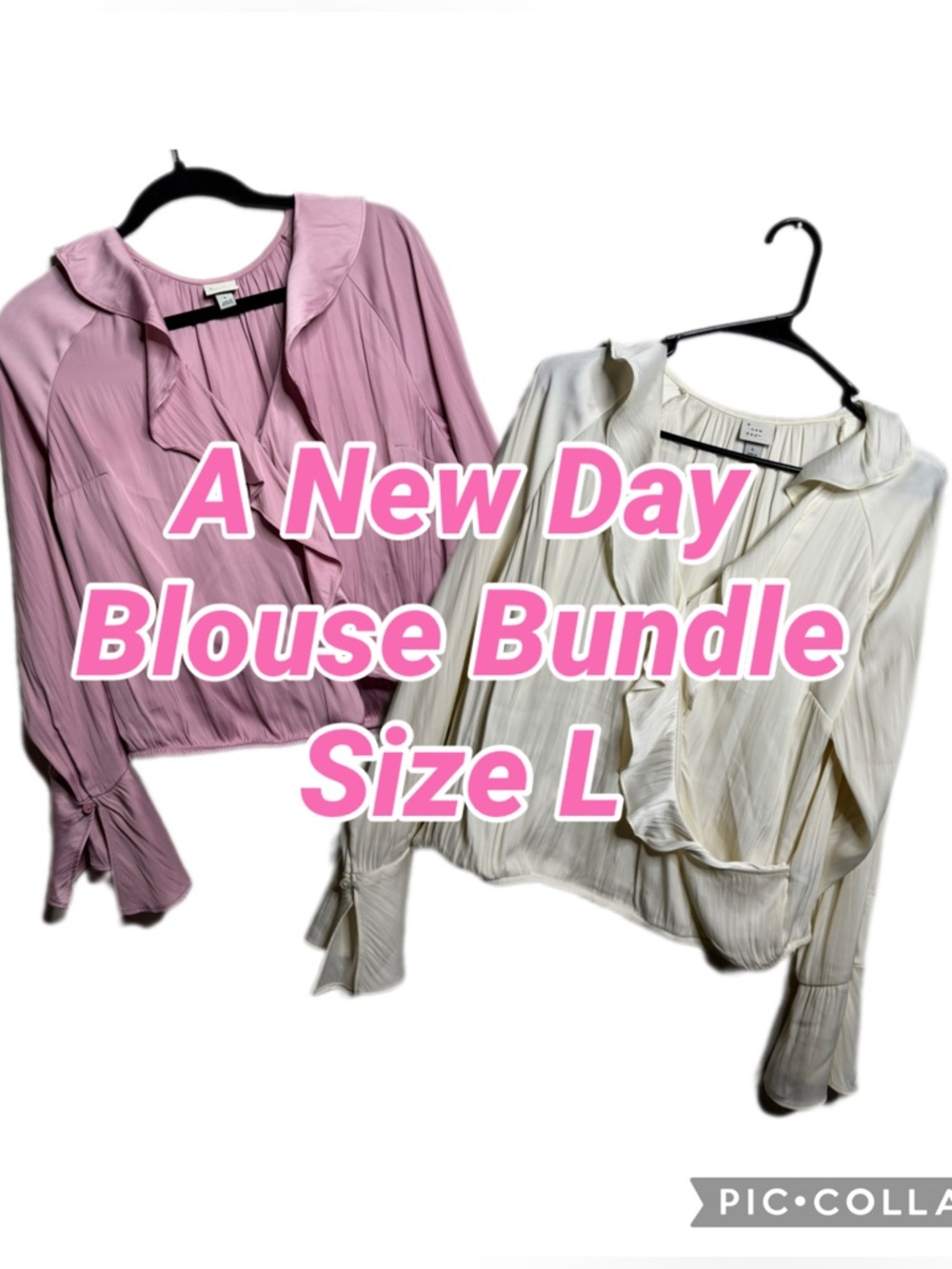 a new day Lilac & Ivory  Ruffled V-Neck Blouse Bundle (2)